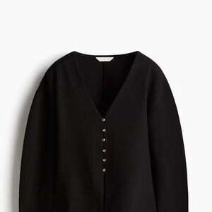 H&M Black V-Neck Cardigan with Defined Waist